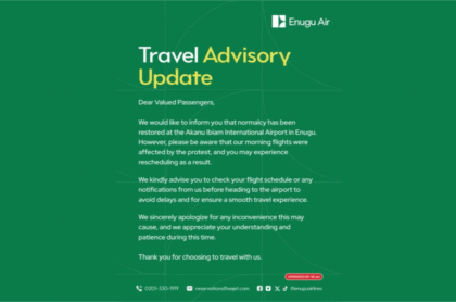 Flights Resume at Enugu Airport After Workers’ Protest Over Concession Plan